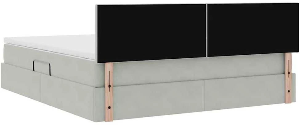 LED saugojimo lova su čiužiniu Šviesiai pilka 180 x 200 cm