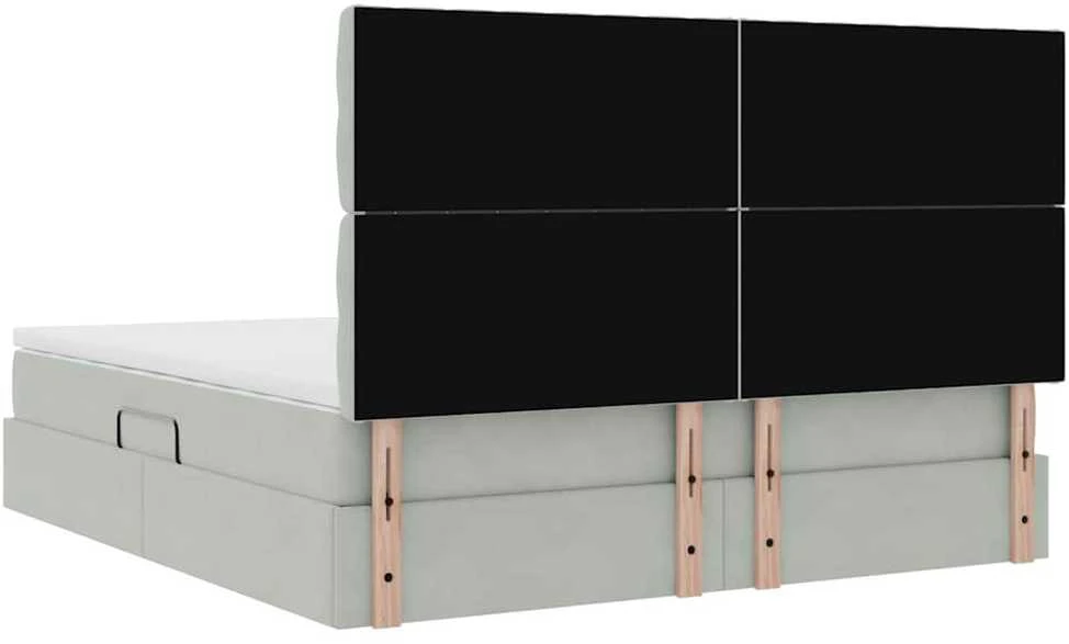 LED saugojimo lova su čiužiniu Šviesiai pilka 180 x 200 cm