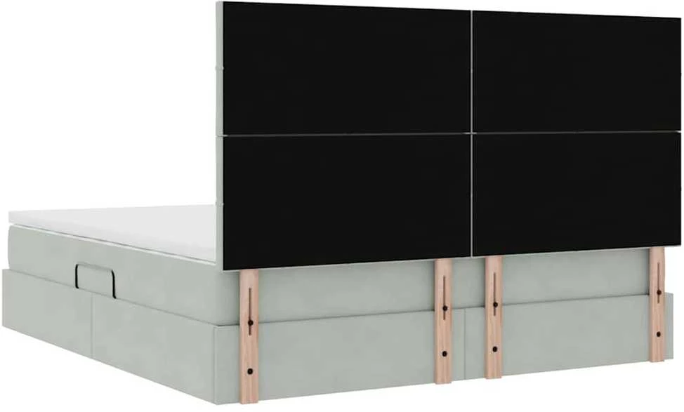 LED saugojimo lova su čiužiniu Šviesiai pilka 180 x 200 cm