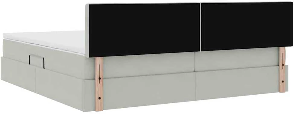 LED saugojimo lova su čiužiniu Šviesiai pilka 200 x 200 cm