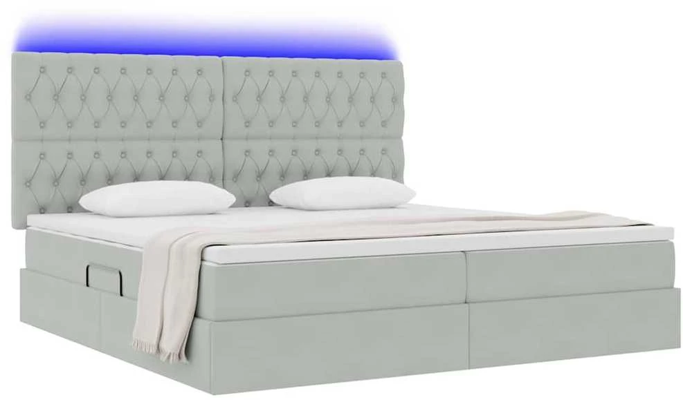 LED saugojimo lova su čiužiniu Šviesiai pilka 200 x 200 cm