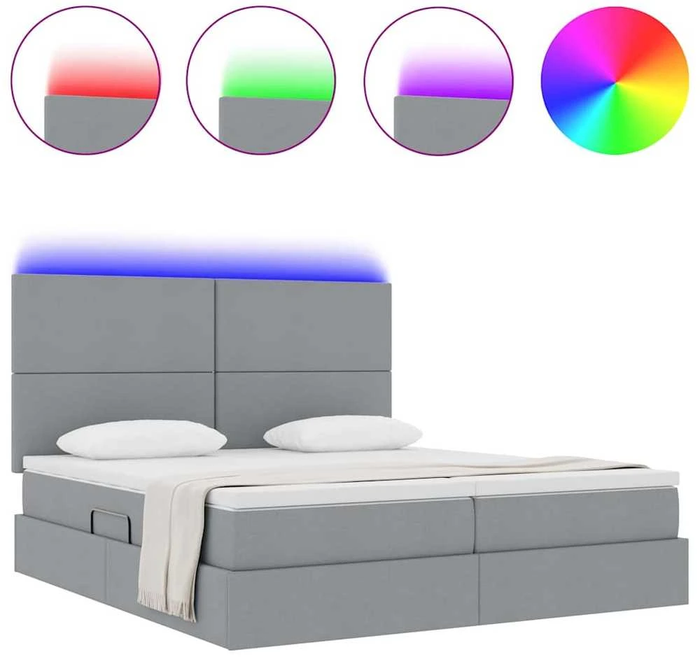 LED saugojimo lova su čiužiniu Šviesiai pilka 200 x 200 cm