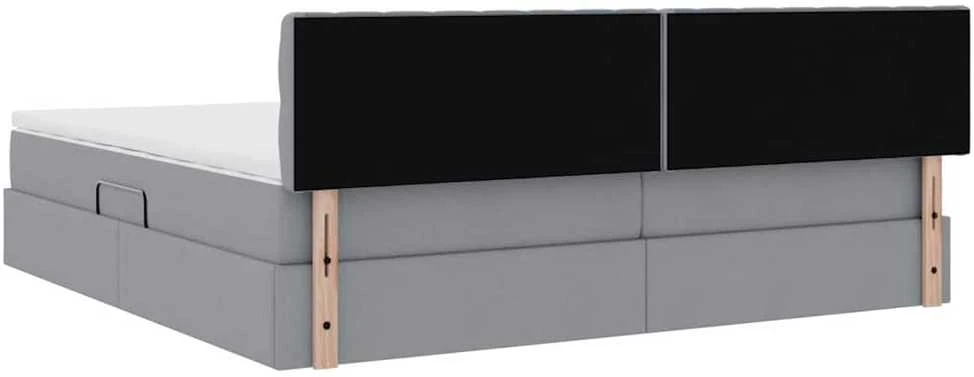 LED saugojimo lova su čiužiniu Šviesiai pilka 200 x 200 cm