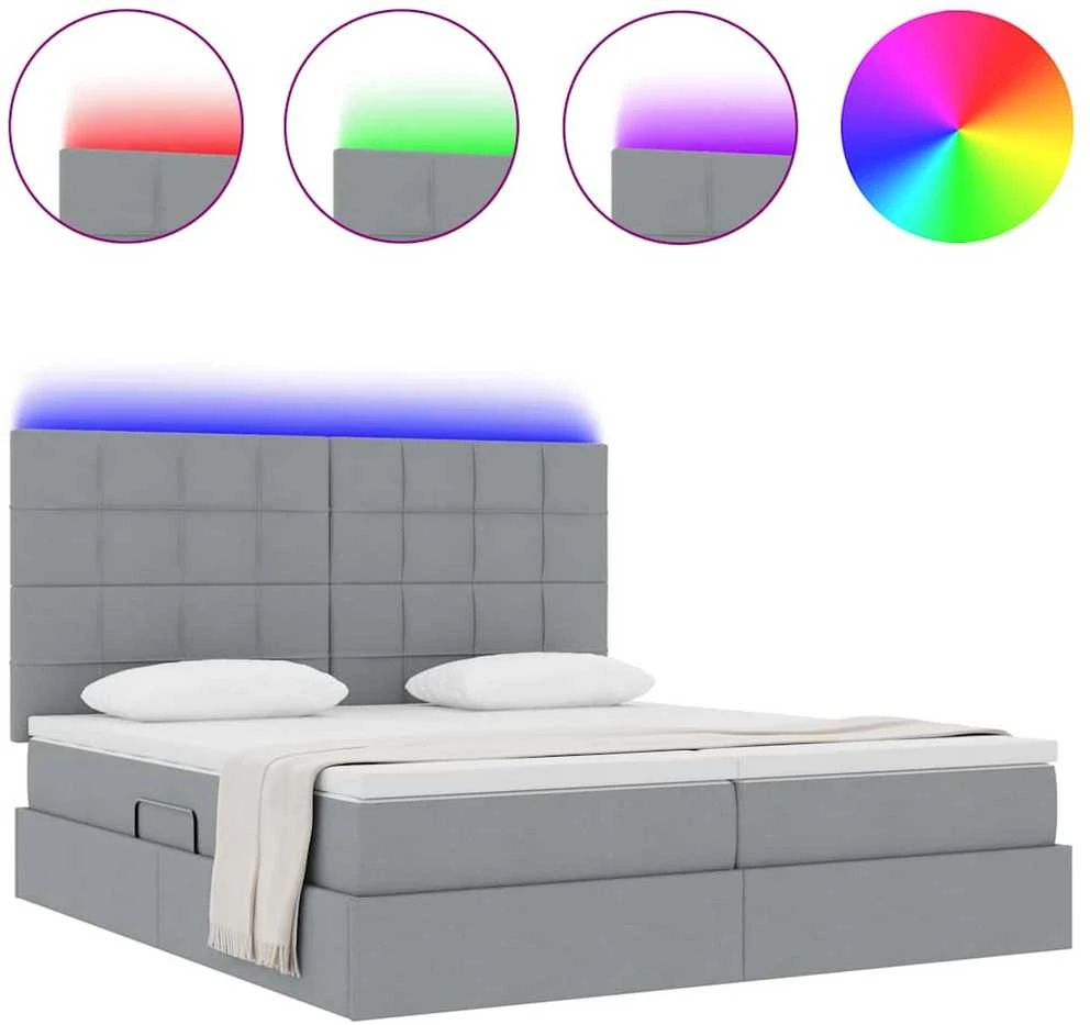LED saugojimo lova su čiužiniu Šviesiai pilka 200 x 200 cm