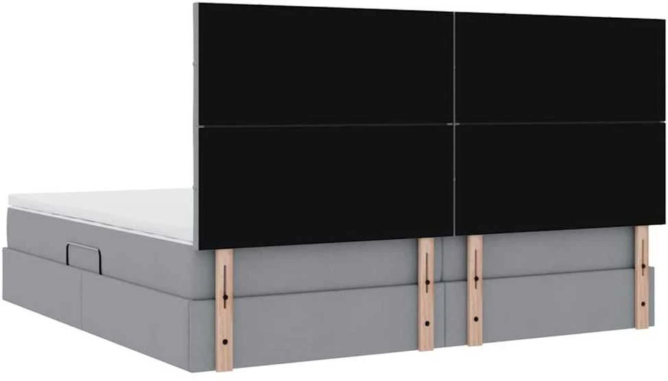 LED saugojimo lova su čiužiniu Šviesiai pilka 200 x 200 cm