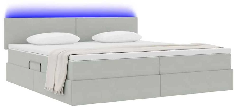LED saugojimo lova su čiužiniu Šviesiai pilka 200 x 200 cm