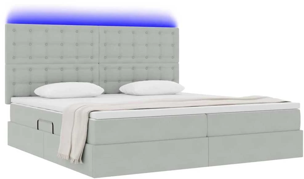LED saugojimo lova su čiužiniu Šviesiai pilka 200 x 200 cm