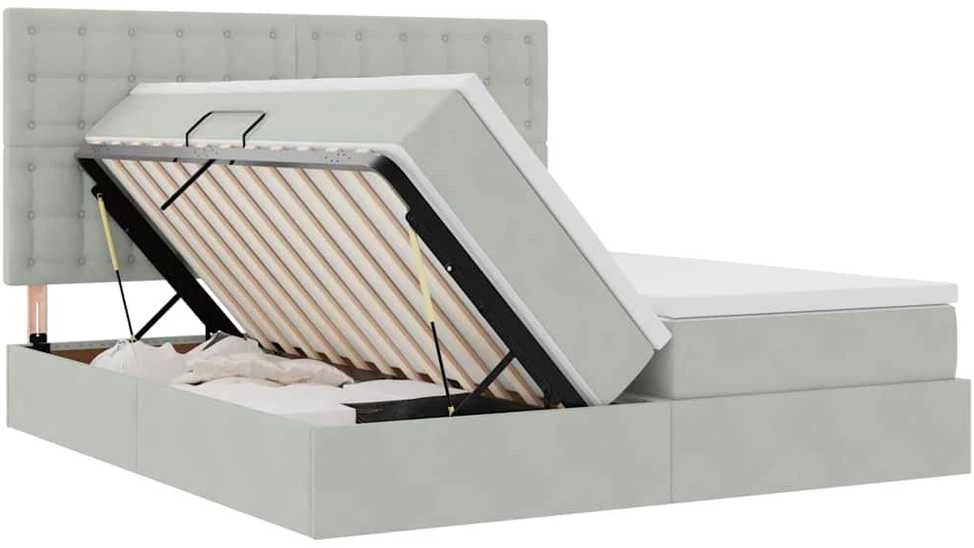 LED saugojimo lova su čiužiniu Šviesiai pilka 200 x 200 cm