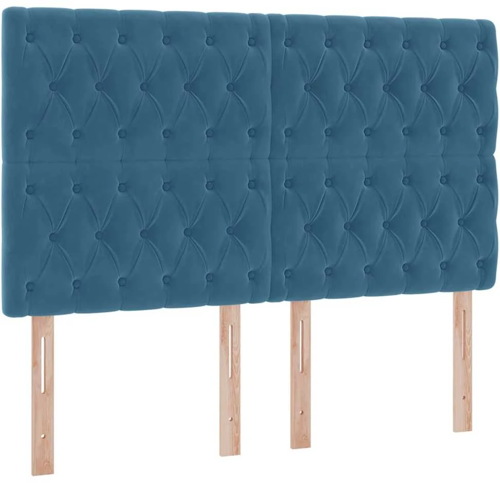 LED saugojimo lova su čiužiniu Tamsiai mėlyna 140 x 200 cm