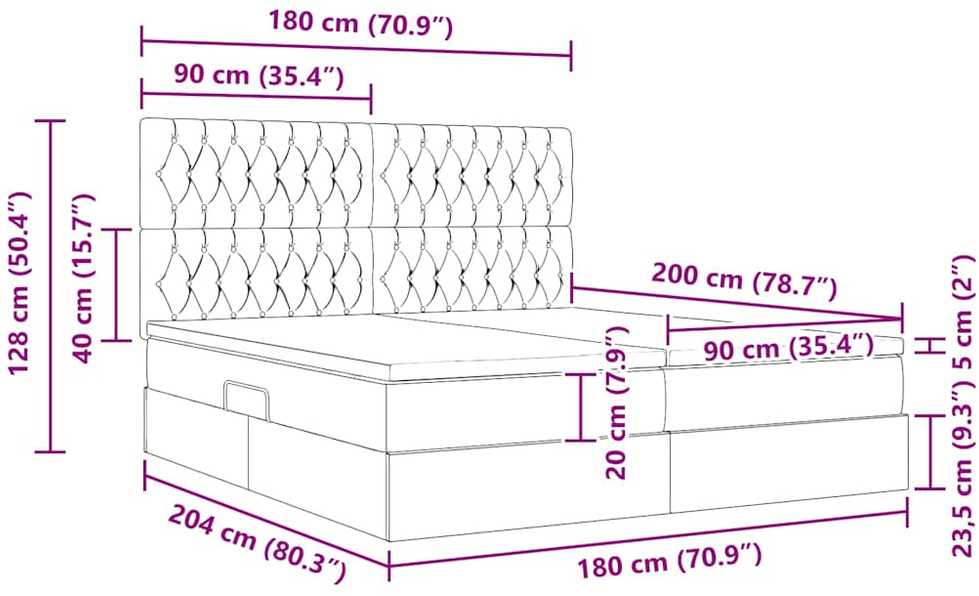 LED saugojimo lova su čiužiniu Tamsiai mėlyna 180 x 200 cm