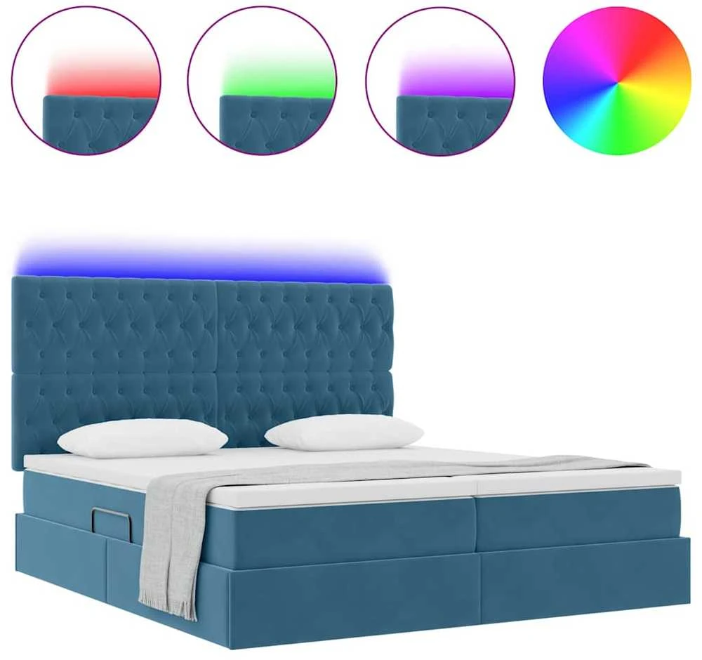 LED saugojimo lova su čiužiniu Tamsiai mėlyna 200 x 200 cm