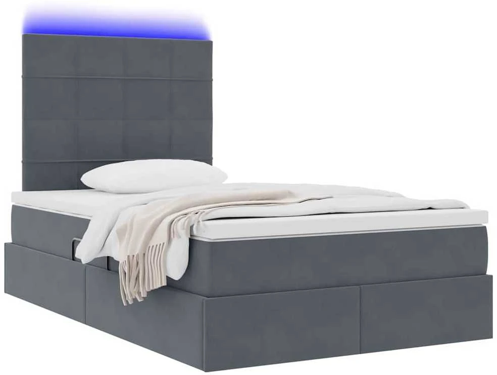 LED saugojimo lova su čiužiniu Tamsiai pilka 120 x 200 cm