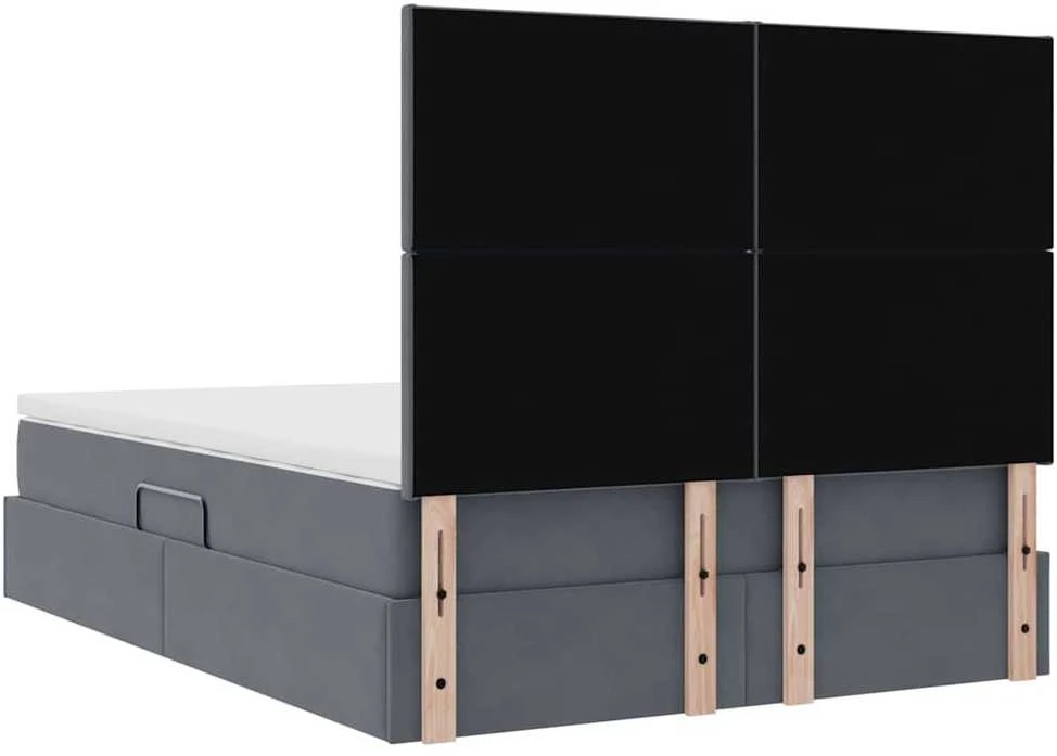 LED saugojimo lova su čiužiniu Tamsiai pilka 140 x 190 cm