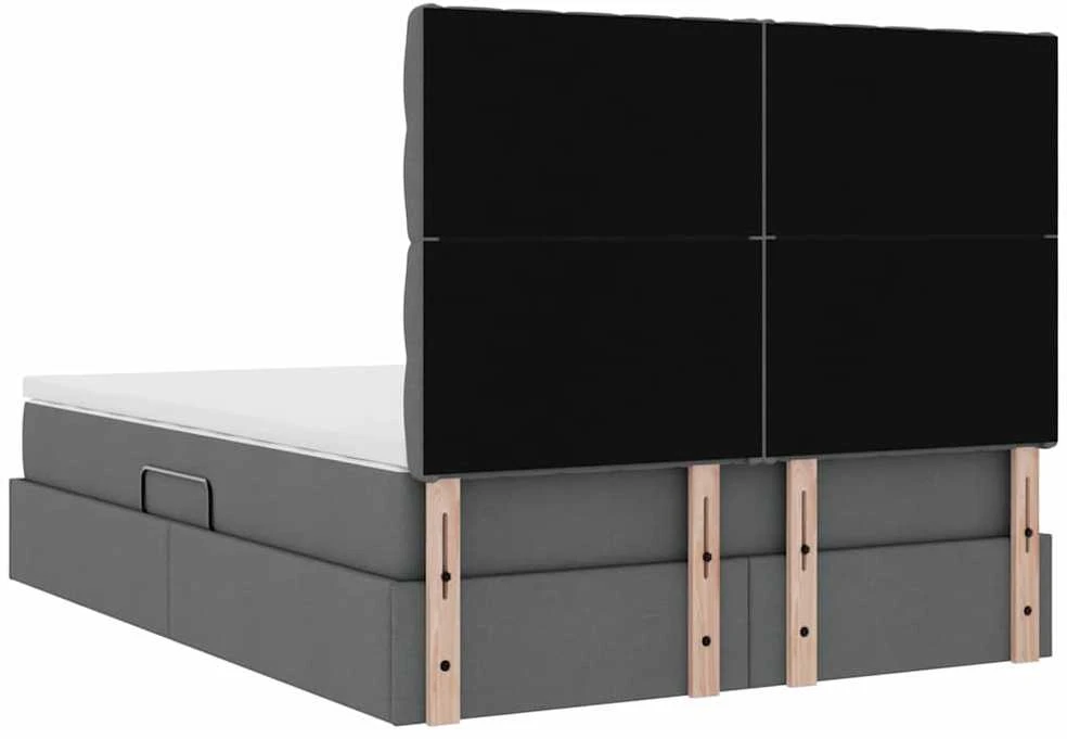 LED saugojimo lova su čiužiniu Tamsiai pilka 140 x 190 cm