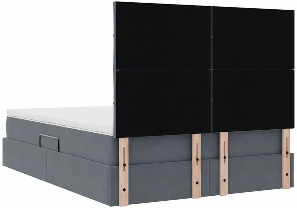 LED saugojimo lova su čiužiniu Tamsiai pilka 140 x 190 cm