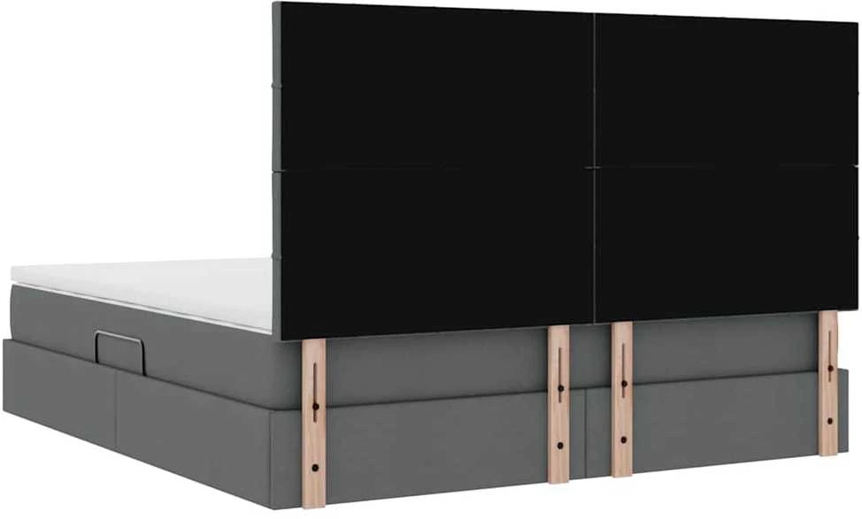 LED saugojimo lova su čiužiniu Tamsiai pilka 180 x 200 cm