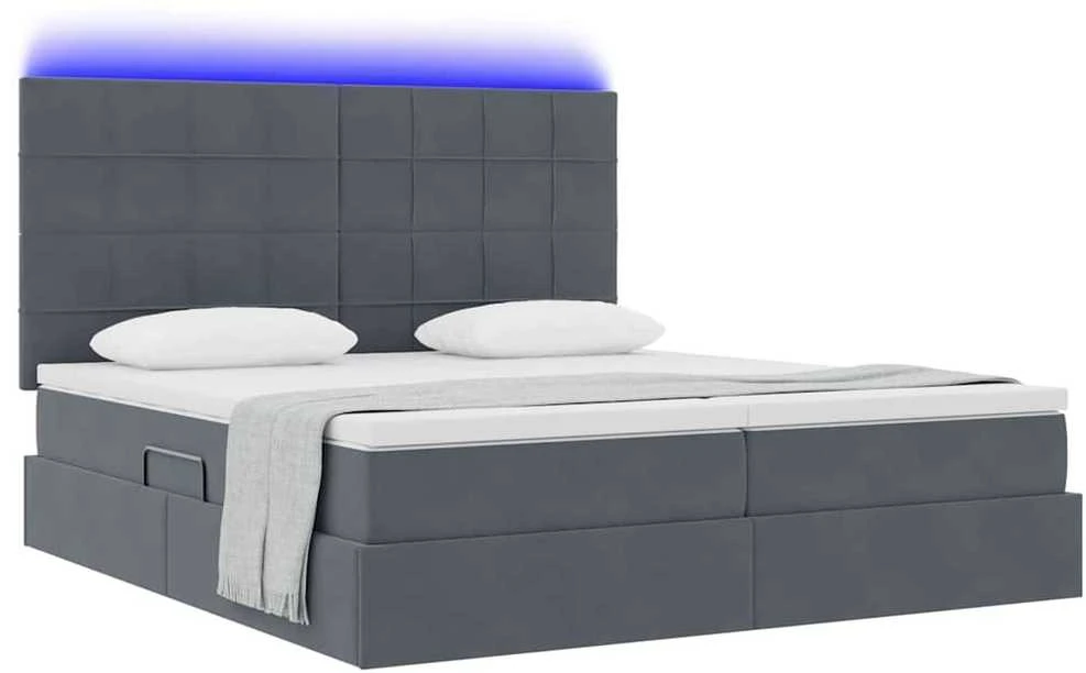 LED saugojimo lova su čiužiniu Tamsiai pilka 180 x 200 cm