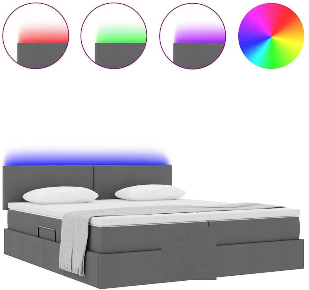 LED saugojimo lova su čiužiniu Tamsiai pilka 180 x 200 cm