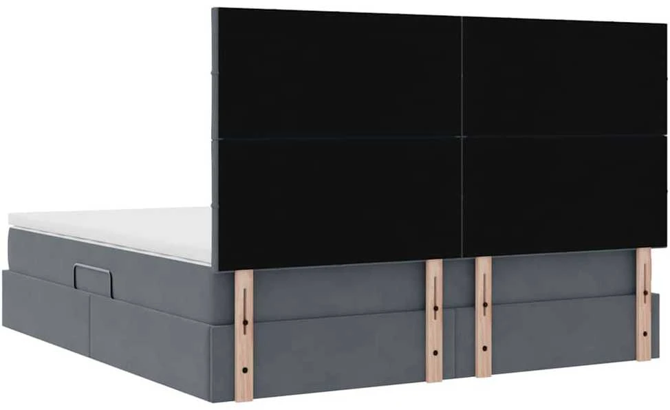 LED saugojimo lova su čiužiniu Tamsiai pilka 180 x 200 cm