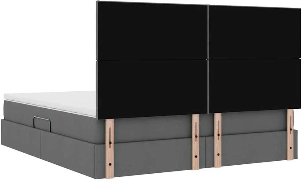 LED saugojimo lova su čiužiniu Tamsiai pilka 180 x 200 cm