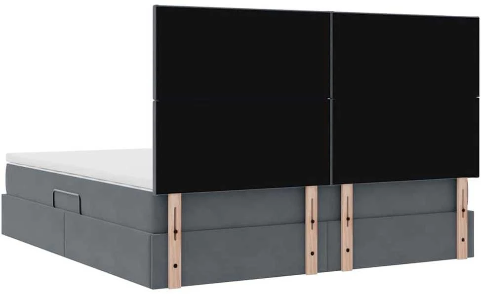 LED saugojimo lova su čiužiniu Tamsiai pilka 180 x 200 cm