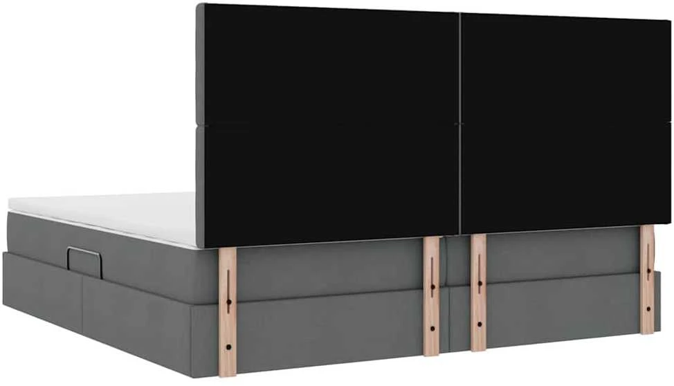 LED saugojimo lova su čiužiniu Tamsiai pilka 200 x 200 cm