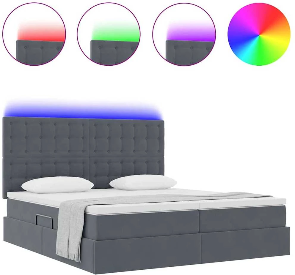 LED saugojimo lova su čiužiniu Tamsiai pilka 200 x 200 cm
