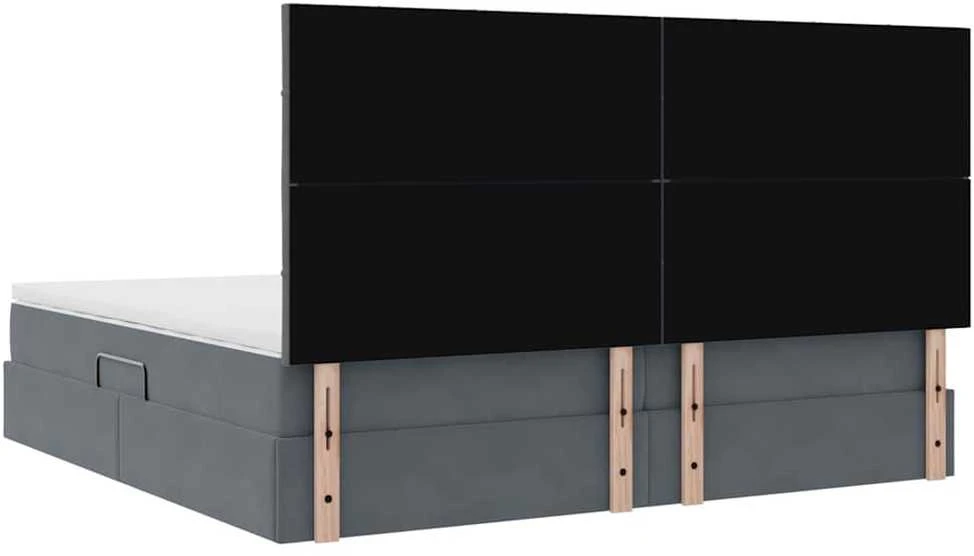 LED saugojimo lova su čiužiniu Tamsiai pilka 200 x 200 cm