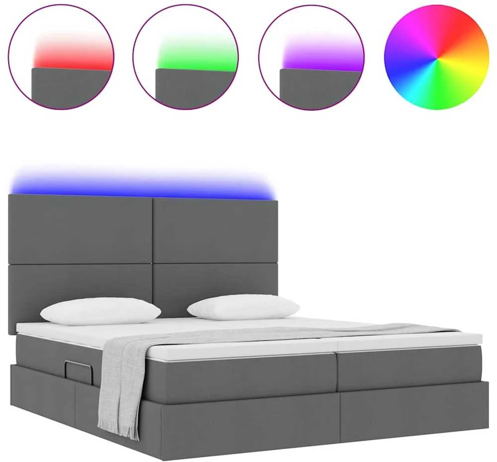 LED saugojimo lova su čiužiniu Tamsiai pilka 200 x 200 cm