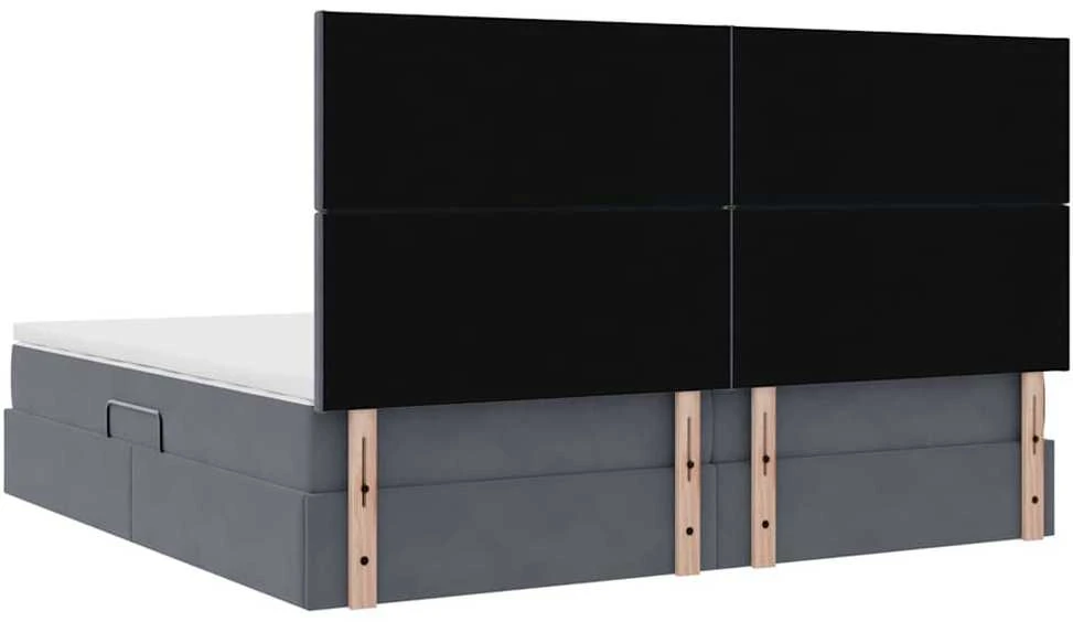LED saugojimo lova su čiužiniu Tamsiai pilka 200 x 200 cm