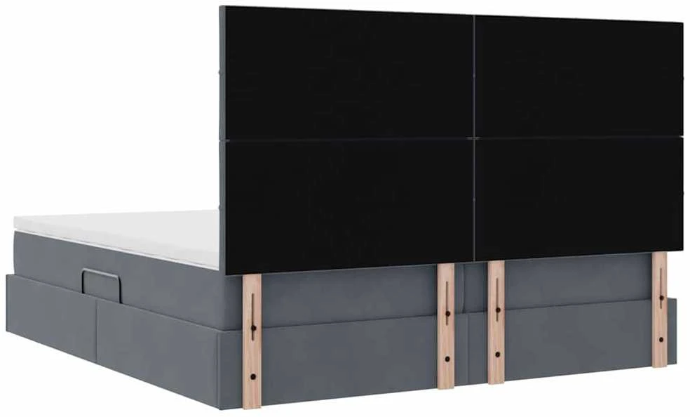 LED saugojimo lova su čiužiniu Tamsiai pilka 200 x 200 cm