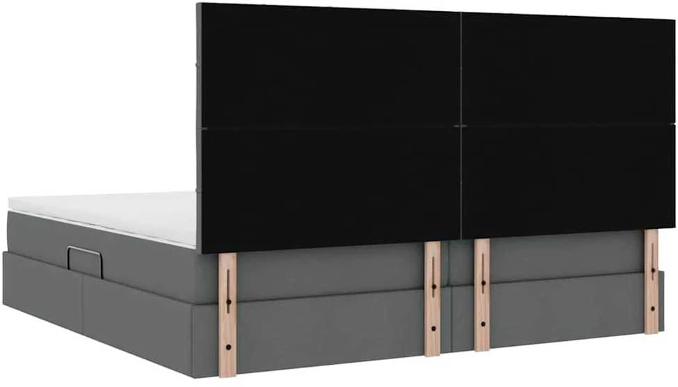 LED saugojimo lova su čiužiniu Tamsiai pilka 200 x 200 cm