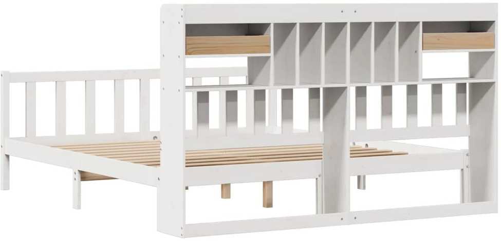 Lova su knygų spinta be čiužinio, balta, 180x200cm, pušis