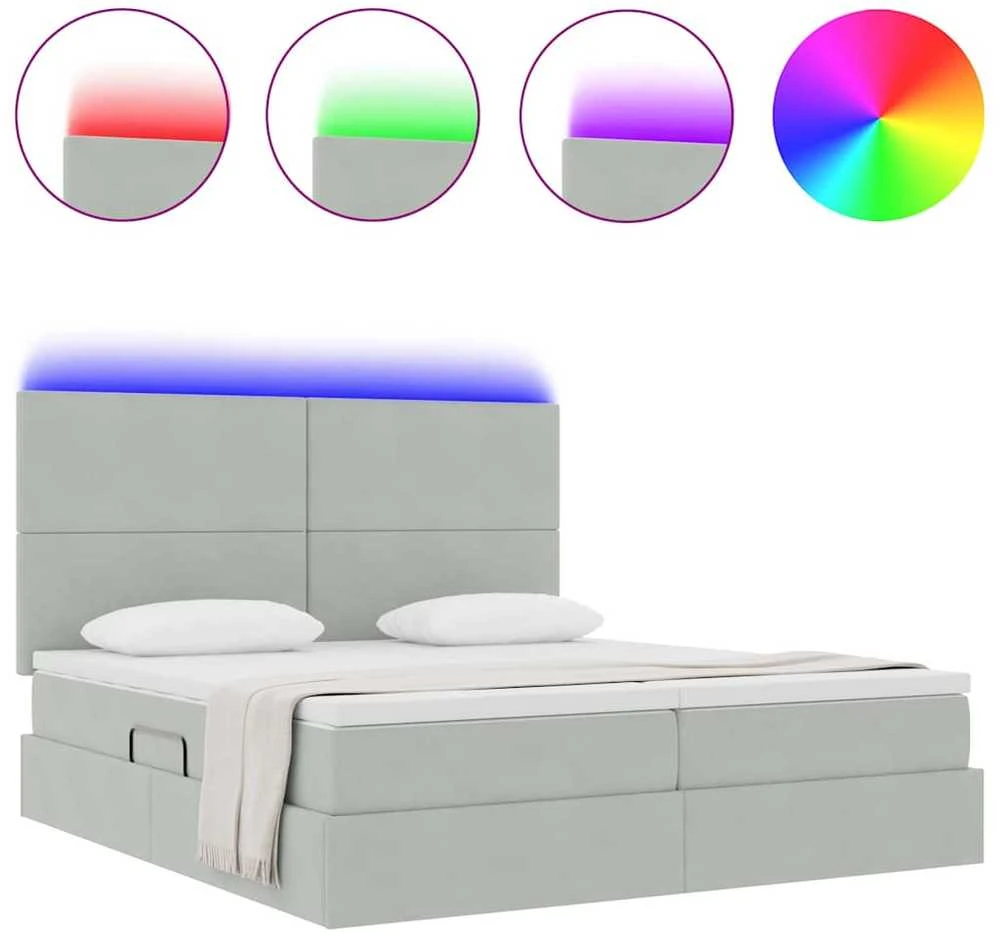 LED saugojimo lova su čiužiniu Šviesiai pilka 180 x 200 cm