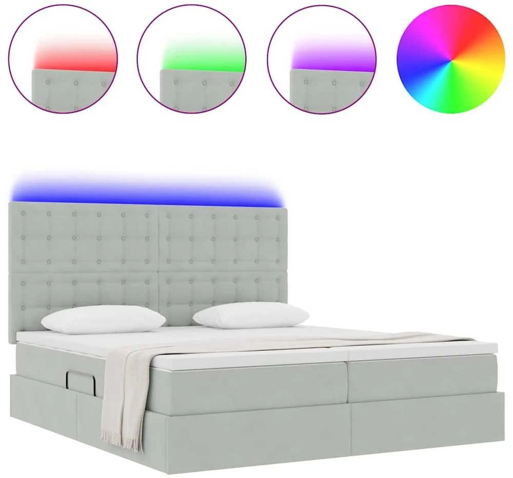 LED saugojimo lova su čiužiniu Šviesiai pilka 180 x 200 cm