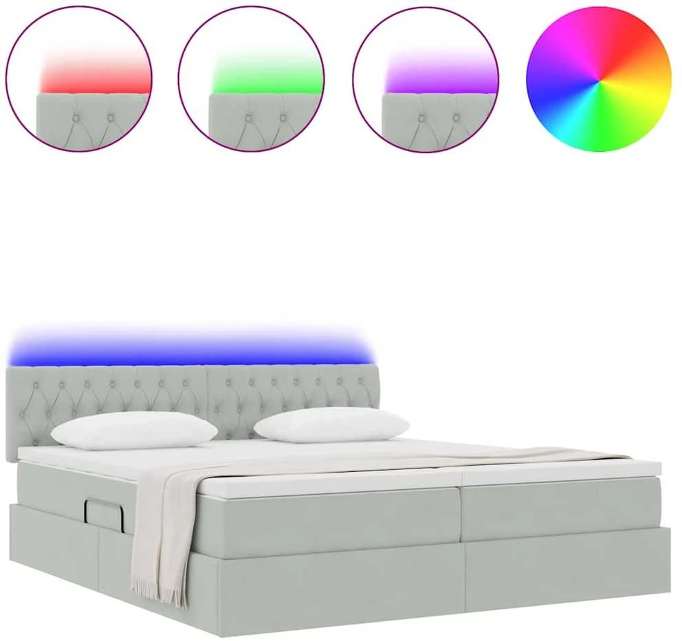 LED saugojimo lova su čiužiniu Šviesiai pilka 180 x 200 cm