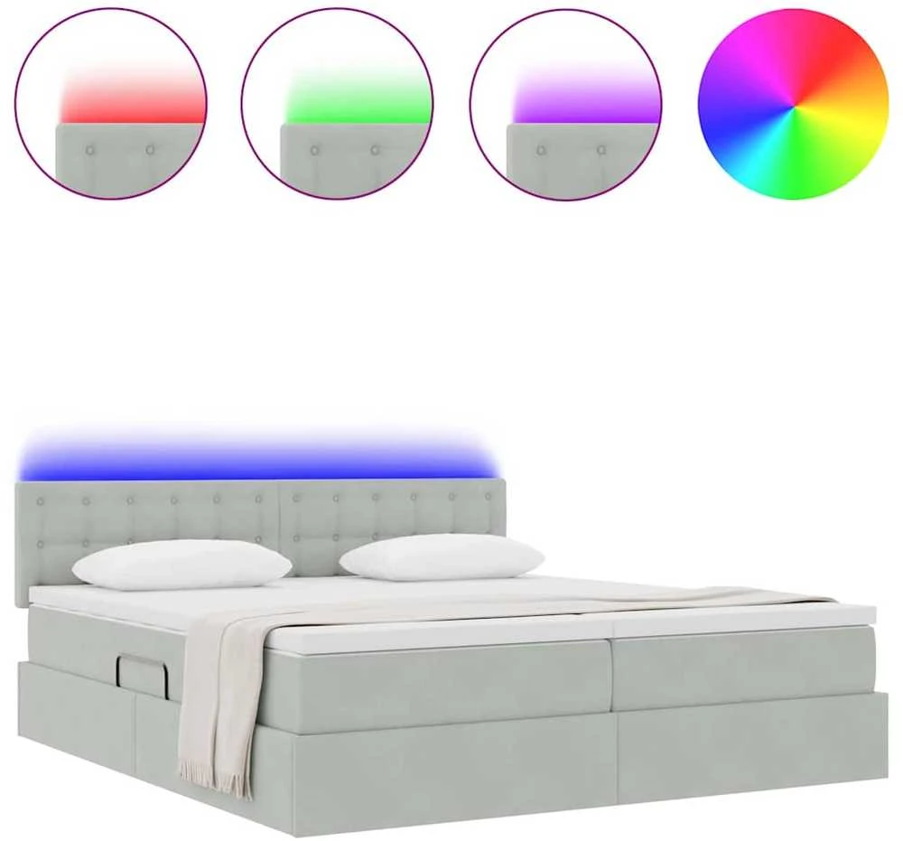 LED saugojimo lova su čiužiniu Šviesiai pilka 180 x 200 cm