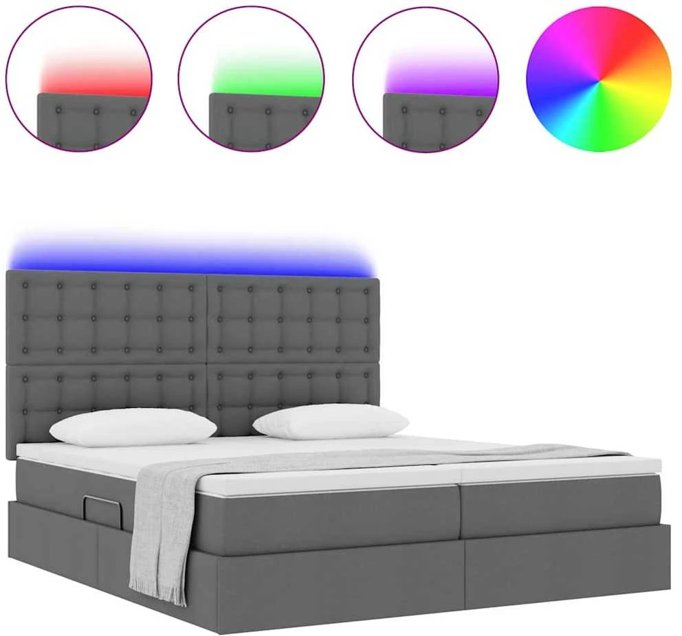 LED saugojimo lova su čiužiniu Tamsiai pilka 180 x 200 cm