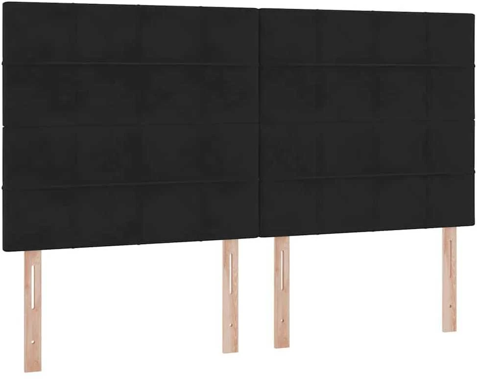 LED saugojimo lova su čiužiniu Juoda 160 x 200 cm Aksomas