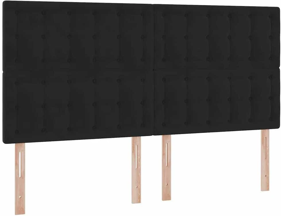 LED saugojimo lova su čiužiniu Juoda 160 x 200 cm Aksomas