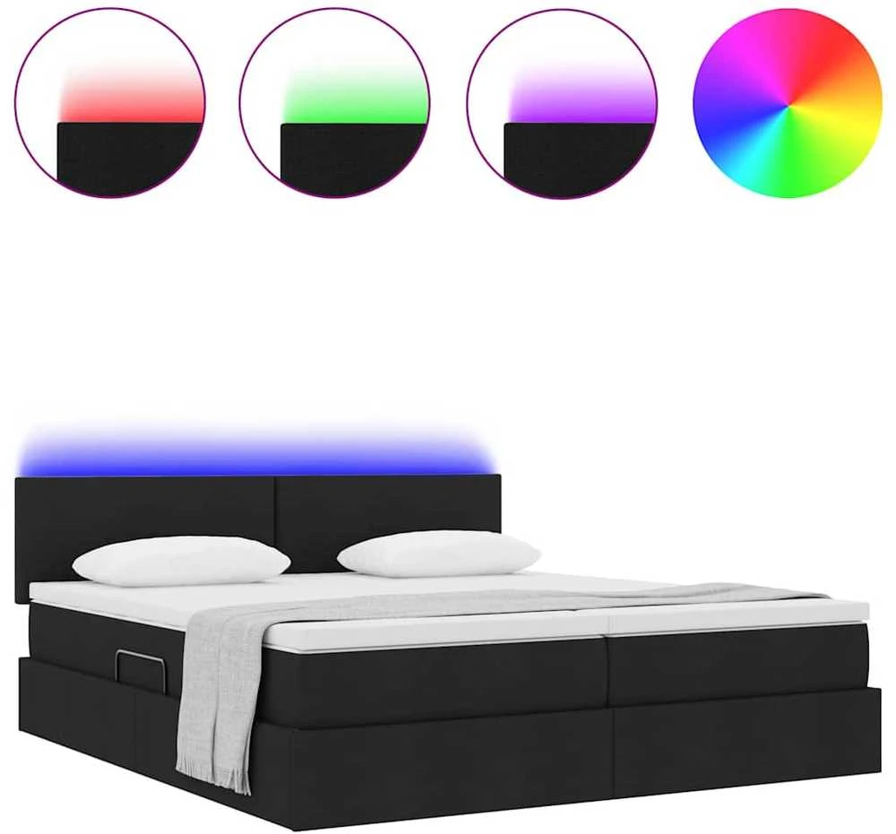 LED saugojimo lova su čiužiniu Juoda 180 x 200 cm Audinys