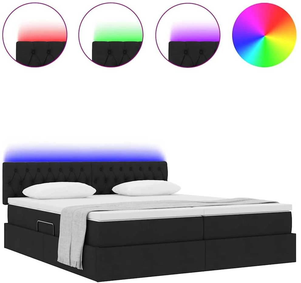 LED saugojimo lova su čiužiniu Juoda 180 x 200 cm Audinys