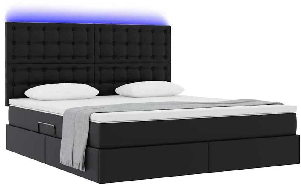 Lova su daiktų laikymo vieta ir LED Juoda 180 x 200 cm