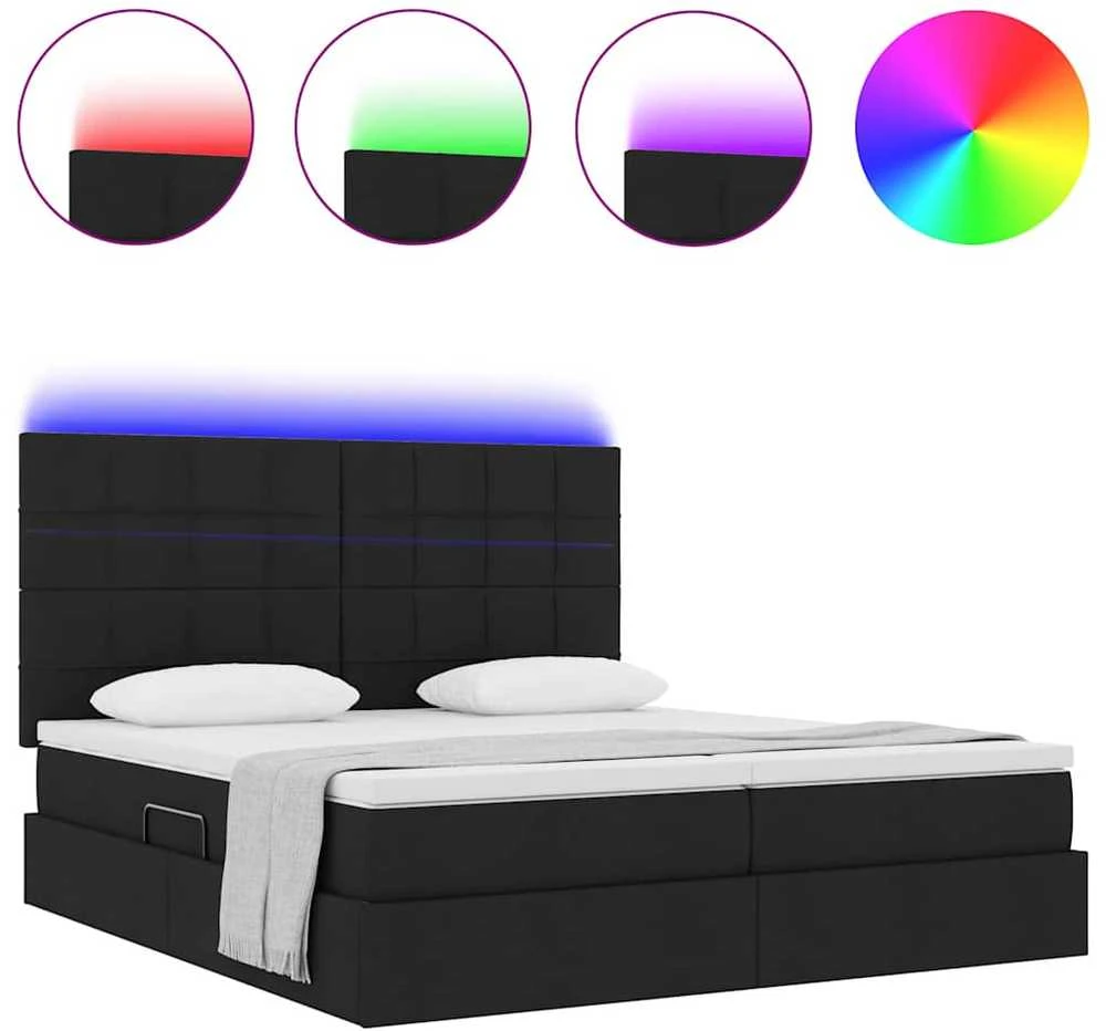 LED saugojimo lova su čiužiniu Juoda 180 x 200 cm Audinys