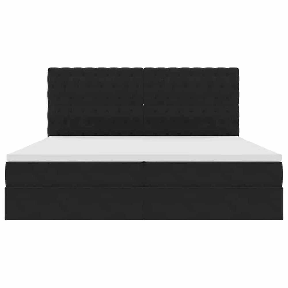 LED saugojimo lova su čiužiniu Juoda 200 x 200 cm Aksomas