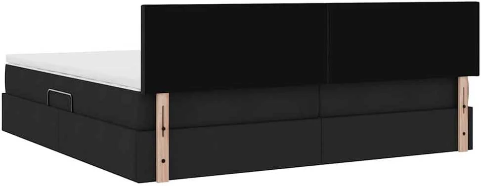 LED saugojimo lova su čiužiniu Juoda 200 x 200 cm Audinys