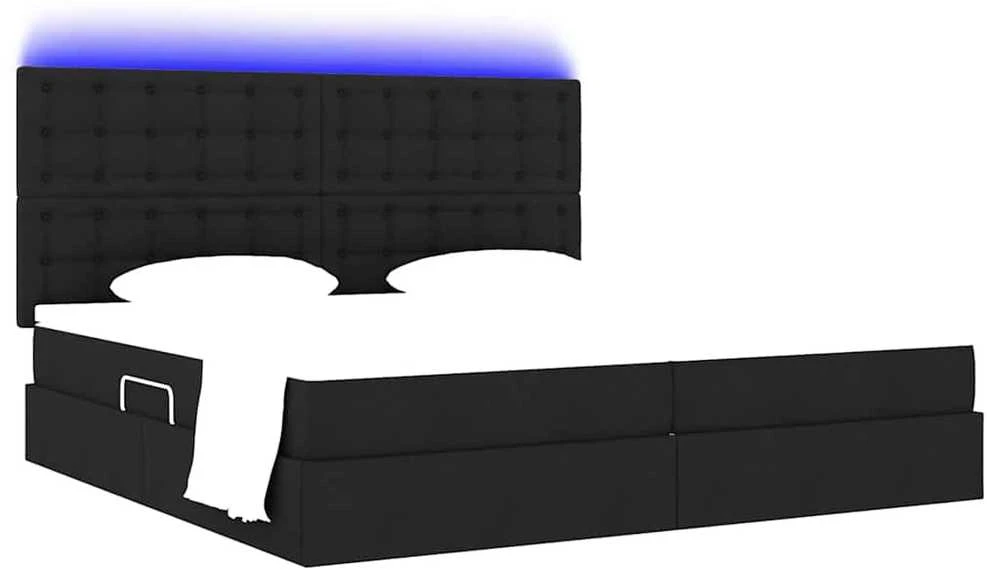 LED saugojimo lova su čiužiniu Juoda 200 x 200 cm Audinys