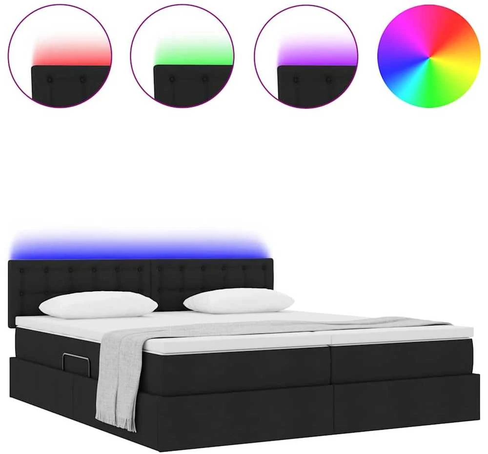 LED saugojimo lova su čiužiniu Juoda 200 x 200 cm Audinys