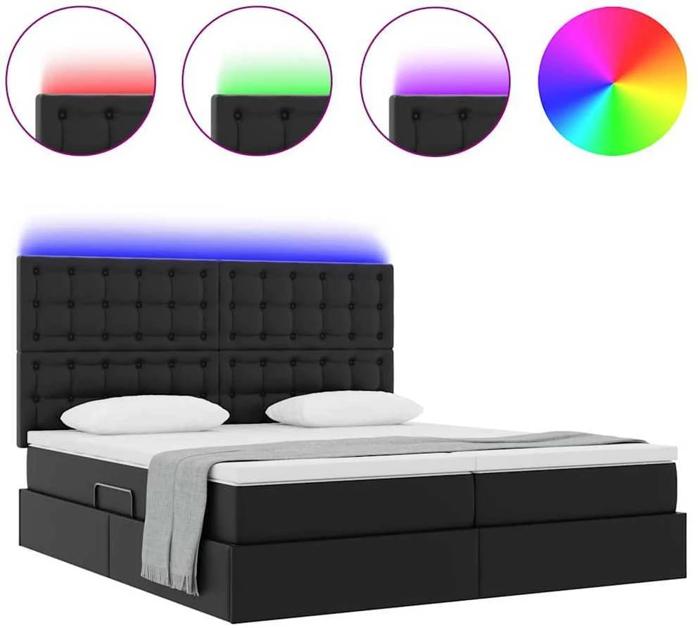 Lova su daiktų laikymo vieta ir LED Juoda 200 x 200 cm