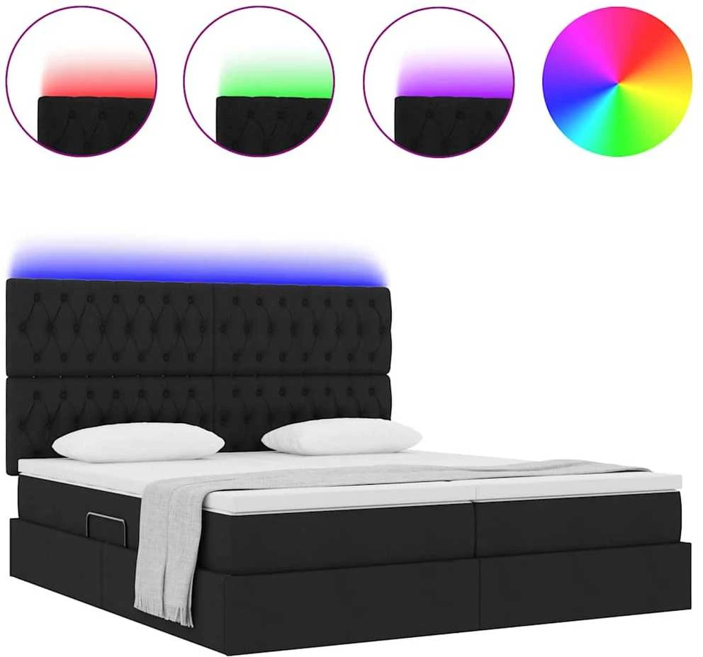 LED saugojimo lova su čiužiniu Juoda 200 x 200 cm Audinys